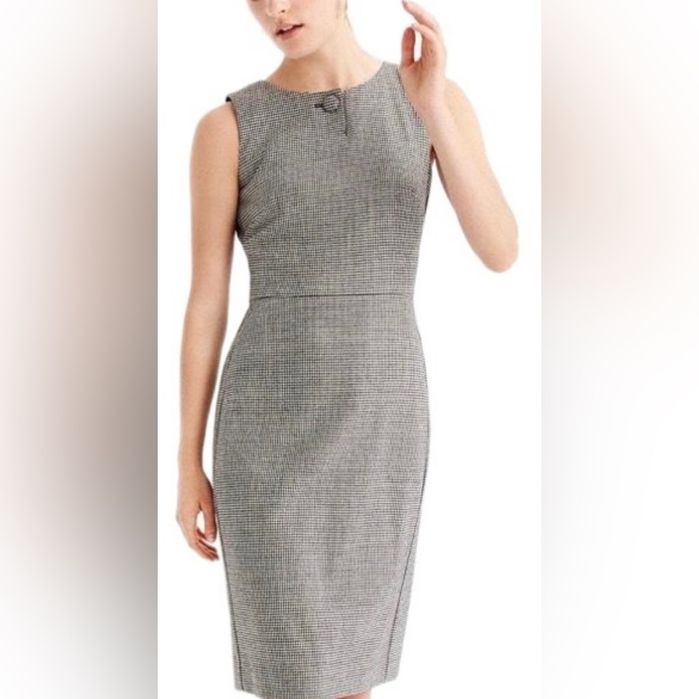 Jcrew Wool Houndstooth Sheath Dress